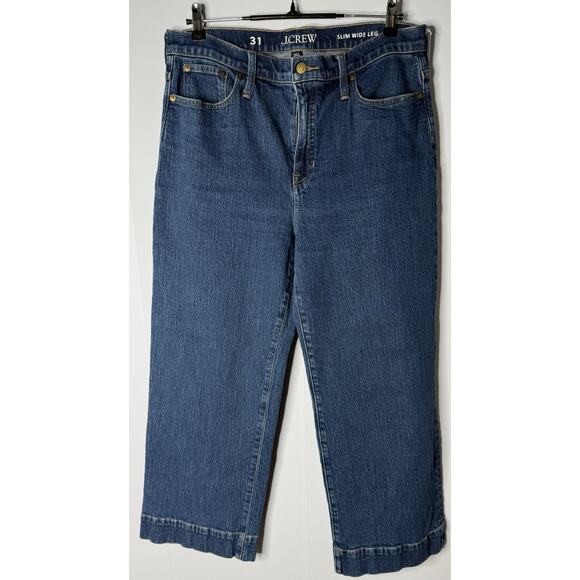 J.Crew Slim-Wide Leg Ankle Jeans Medium/Dark Wash Women's Sz 31 26" inseam - Picture 1 of 10